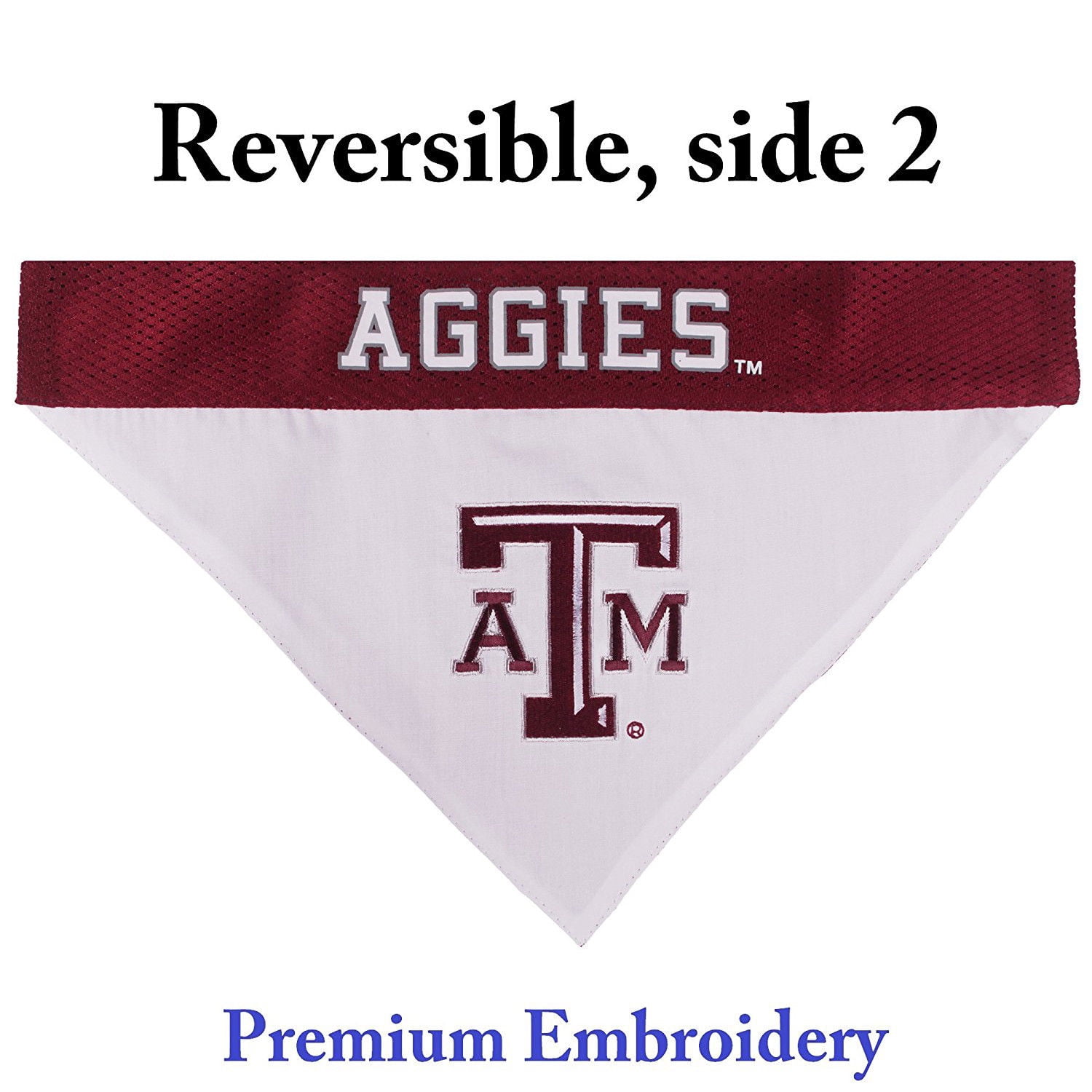 Pets First Collegiate Texas A&M Aggies Reversible Bandana - Home & Away Mesh & Premium Embroidery for DOGS & CATS