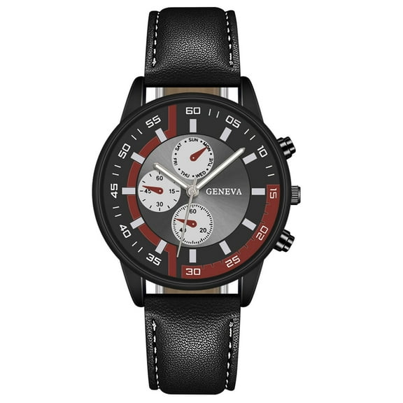 Men's Quartz Watch Pu Leather Strap Large Dial Simple Fashion Watch High Strength Glass Face