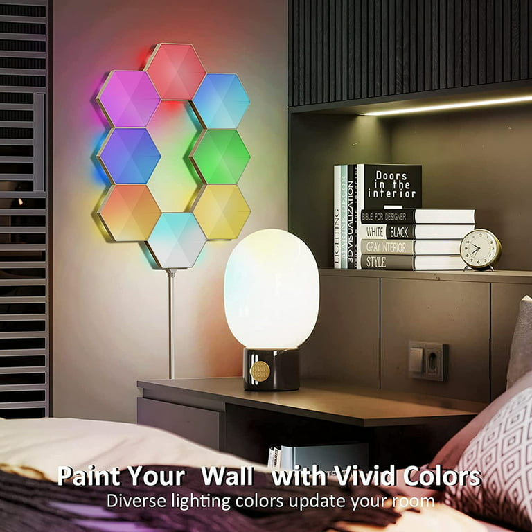 DONGPAI Hexagonal Wall Light Modular, Smart Creative Geometry Assembly LED  Hexagon Lights RGB Lighting Suitable for Living Room, Bedrooms, DIY Lovers,  Gifts 