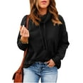 thumbnail image 2 of Women's Cowl Neck Hoodie, Women Solid Casual Hooded Sweatshirts Loose Fit Lightweight Fall Blouses Tops with Pockets, 2 of 5