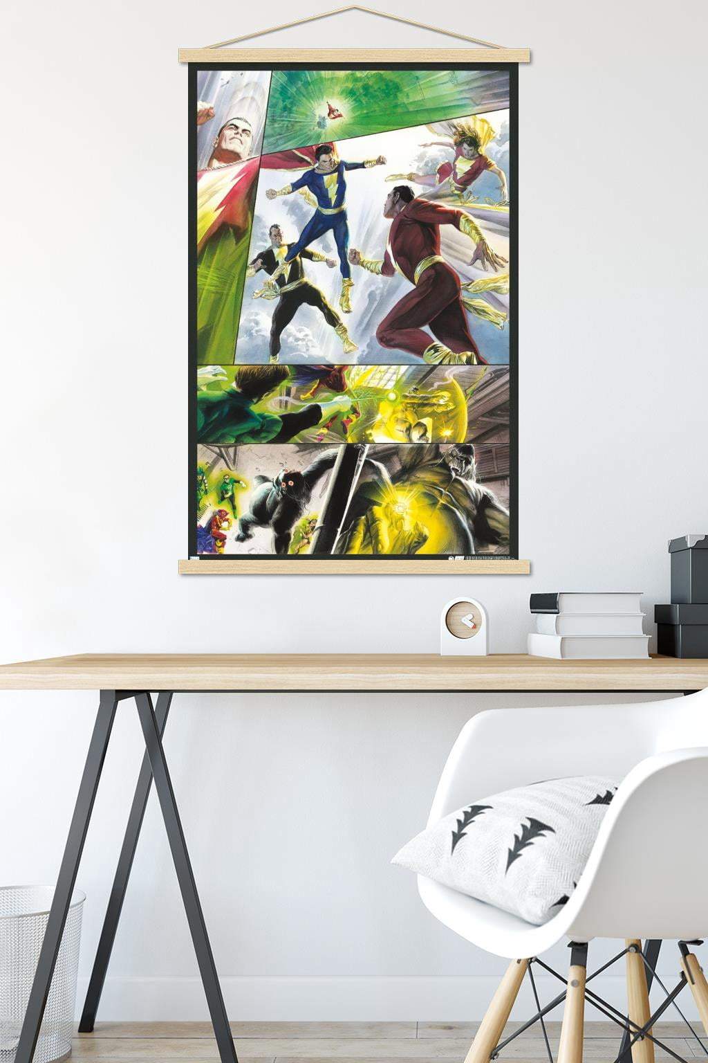 DC Comics Justice League - Shazam Family and Black Adam Wall Poster with Magnetic Frame, 22.375" x 34"