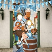 EBAOKUUP Oktoberfest Photo Prop Set - 6 x 3.3ft Oktoberfest Photo Door Banner Backdrop Props and 22ft Oktoberfests Bavarian Flag Pennant Banner for German Themed Party Decorations