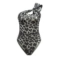 thumbnail image 4 of DARING DIVA Women's Leopard Print Mesh One Shoulder Bodysuit X-Small Gray, 4 of 7
