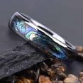 thumbnail image 2 of Tungsten Couple Rings Polished Curved Band with Shell Inlay, 2 of 7