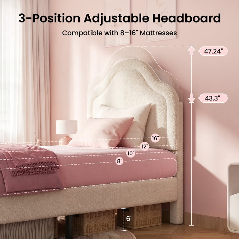 Patbrela Twin Bed, Cloud Headboard with LED Light photo 8