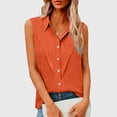 thumbnail image 2 of Dazajoo Button Down Tank Tops for Women Cotton Linen Pleated Vest Shirts Summer Casual Beach Sleeveless Tanks,Orange,M, 2 of 7