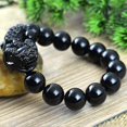 thumbnail image 1 of Pulsera de la riqueza de la obsidiana negra natural pixiu, cuentas de piedra de la suerte de la bendición de la muñeca kaili Sencillez, 1 of 2
