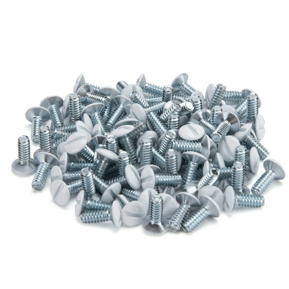 Henne Bery 3/8" Long 6-32 Thread, Oval Head Milled Slot Replacement Wall Plate Screws, 90 Pack, White