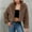 Brown, variant on Women's Faux Fur Coat Winter Fall Fuzzy Warm Fleece Jacket Elegant Open Front Cardigan Casual Cropped Dressy Outerwear Brown XXL