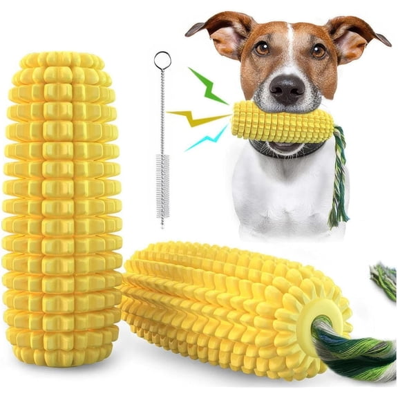 Dog Toys for Aggressive Chewer, BDUN Dog Chew Toys Squeak, Toothbrush Cleaning Teeth, Interactive Relieve Boredom Corn Toys, Puppy and Other Medium, Large Dog