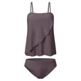 thumbnail image 4 of UPPADA Two Piece Tankini Bathing Suits for Women Bandeau Bra Swim Tube Top with Bottom Strapless Flowy Swimwear Solid Tankini Sets Beachwear Coffee,XXXXL, 4 of 6