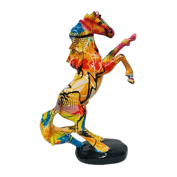 Escultura de Caballo Perfecl Adorno de Mesa Figura Decorativa de Resina Amarillo