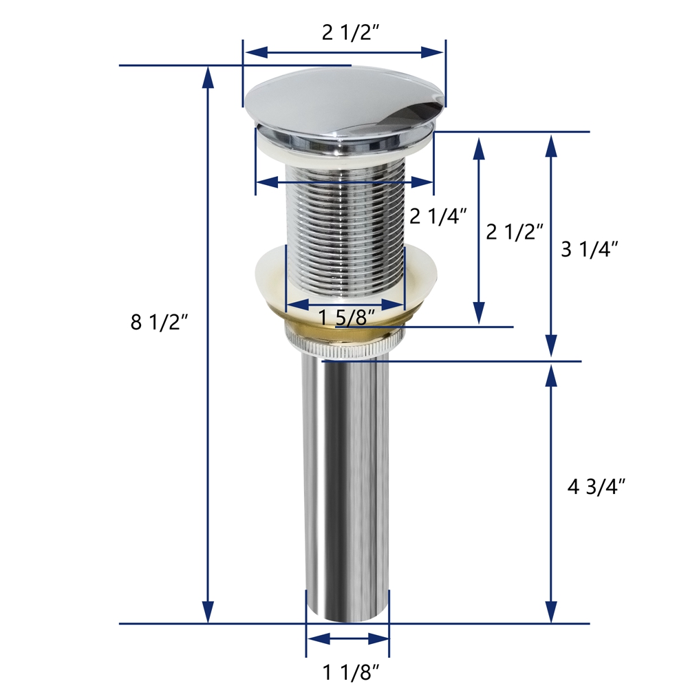 Standard 1.75" Chrome Pop up Bathroom Sink Drain