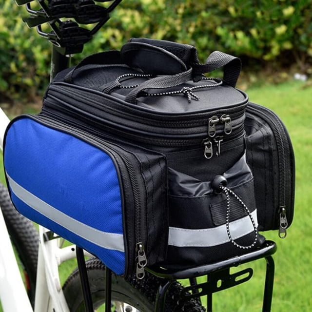 Bolsa de alforjas para bicicleta, bolsa impermeable para maletero, bolsa trasera para bicicleta, alforjas dobles con cubierta para lluvia para ciclism Azul