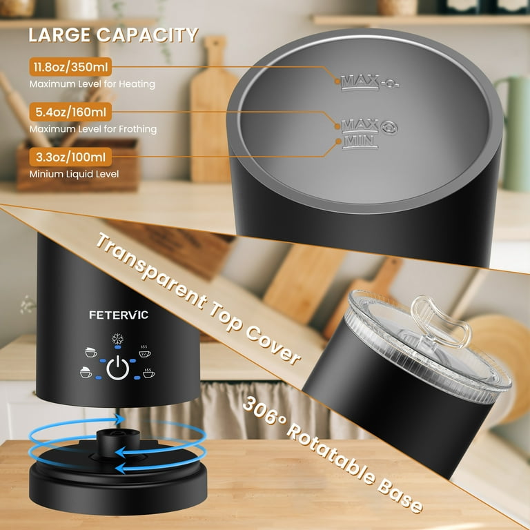 FETERVIC Electric Milk Frother 5-in-1 Milk Steamer with Touch