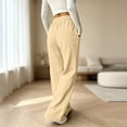 thumbnail image 4 of Women Petite Sweatpants Pull On Baggy No Drawstring Fleece Sweatpant Elastic Waist Casual Wide Leg Jogging Pants with Side Pockets, 4 of 7