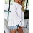 thumbnail image 3 of MORTTIC Women's Off Shoulder Blouse – Long Flared Bell Sleeve Casual Loose Fit Top for Everyday Wear, 3 of 3