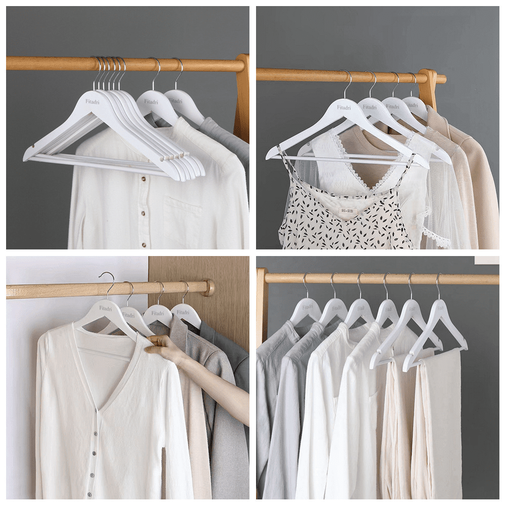 Fitadri White Wooden Hangers For Coats Suits