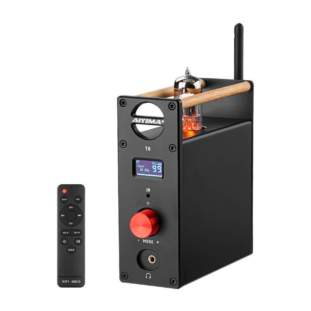 AIYIMA T8 6N3 Preamplificador de tubo digital Bluetooth 5.0 Hi-Fi Preamplificador de auriculares Decodificador Preamplificador PC-USB DAC APTX para el hogar Receptor inalámbrico Amplificador de audio