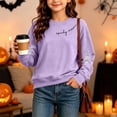 thumbnail image 5 of Frostluinai Crewneck Sweatshirts for Kids Girls Halloween Pullover Casual Long Sleeve Spooky Season Print Sweat Shirts 5-15 Years, 5 of 10