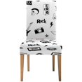 thumbnail image 1 of KXMDXA Rock and Roll Doodles Music Signs Rock Star Stretch Chair Cover Protector Seat Slipcover for Dining Room Hotel Wedding Party Set of 1, 1 of 5