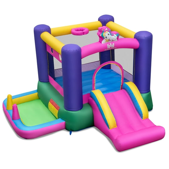 Infans Inflatable Bounce House Kids 6-in-1 Bouncy Castle Pitching Game Blower Excluded