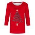 thumbnail image 4 of Meichang Hauts à Manches 3/4 pour Femmes, Col Rond, Imprimé Joyeux Noël, T-Shirts Amples, Pull de Noël, 4 of 4