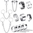 thumbnail image 1 of 10 Pieces Gothic Ring Set,ChainFinger Ring, Silver Punk Rings for Women Men, 1 of 7