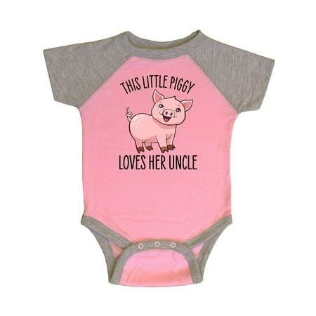 

Inktastic This Little Piggy Loves Her Uncle- cute Gift Baby Girl Bodysuit