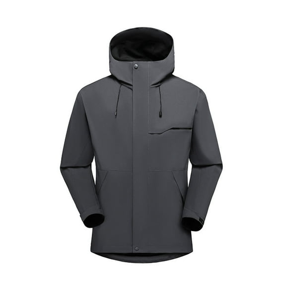Rain Jacket for Women Waterproof with Hood Windproof Warm Fashion Solid Long Sleeve Jacket Casual Outdoor Outwear Hooded Windbreaker Softshell Raincoat with Zipper Pockets Lightweight Hiking Coat