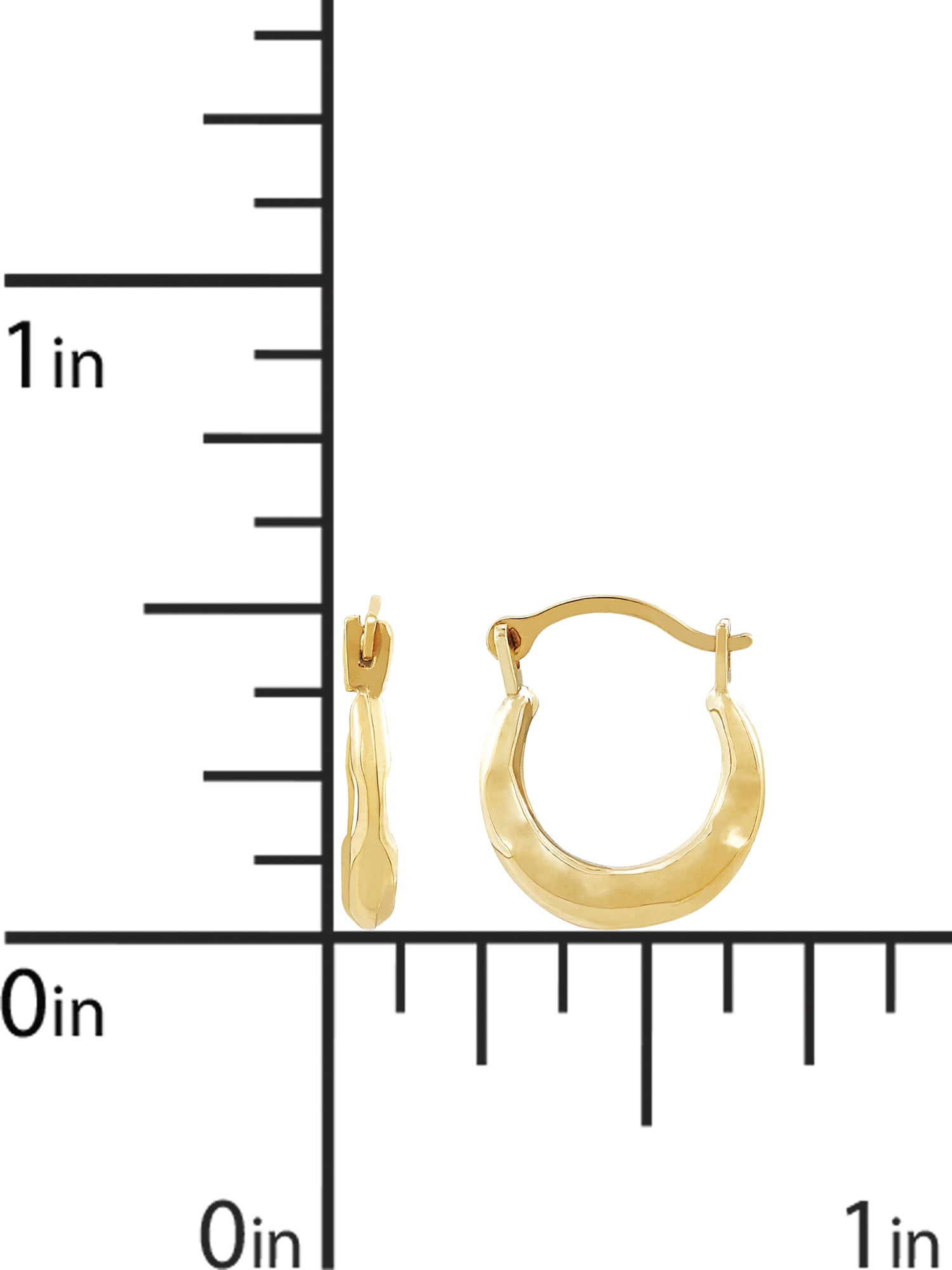Brilliance Fine Jewelry 10K Yellow Gold Small Hollow Round Ribbed Hoops Earrings