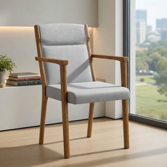 Kadyn Upholstered Accent Chairs Set of 2 with High Back Design, Wooden Frame and Soft Cushion for Dining Room, Living Room Seating, Gray