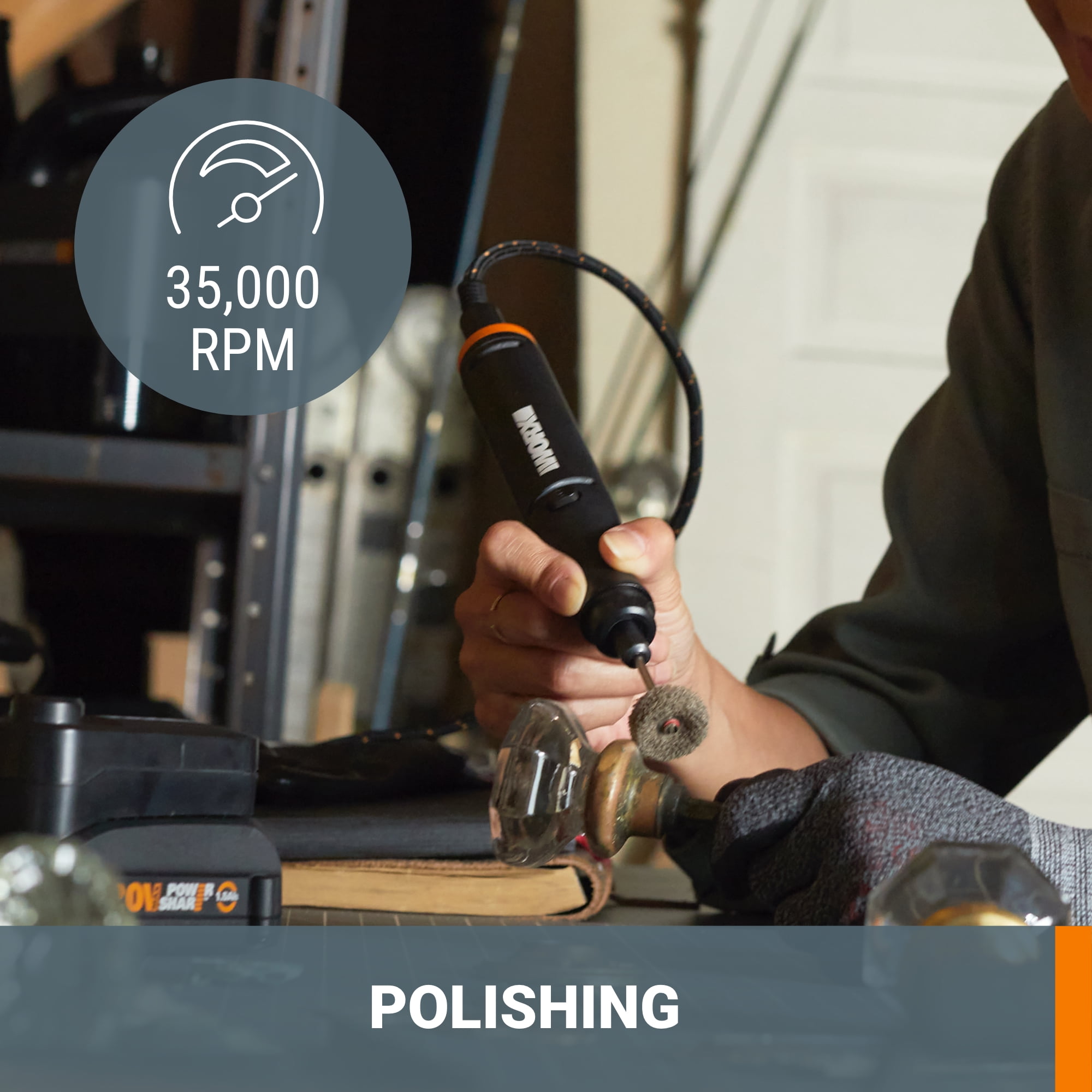 Worx MakerX WX989L 20V 2-Pc Combo Kit - Rotary Tool & Heat Gun with 42 Accessories