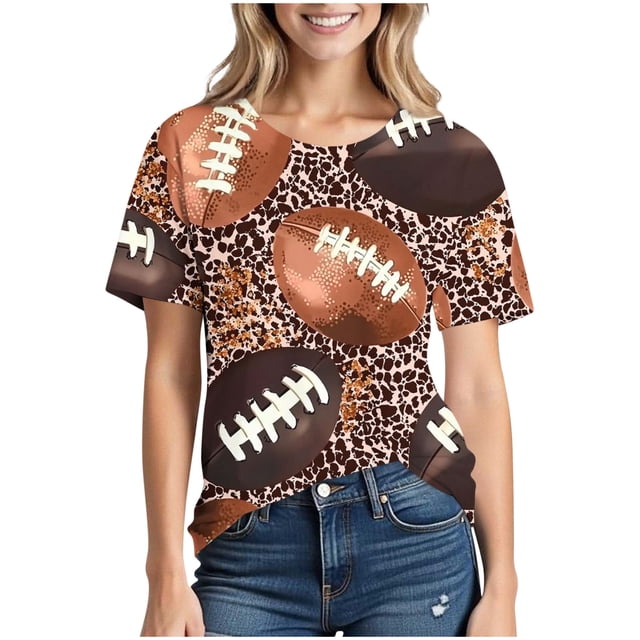 Tops de Cuello Redondo para las Mujeres Camiseta de Manga Corta Impresa Casual, Tops Cortos de Moda para las Mujeres de Uso Diario