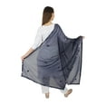thumbnail image 3 of Navy Blue Women Chiffon Dupatta Casual Wear Dupatta With Lace Scarf Dupatta, 3 of 4