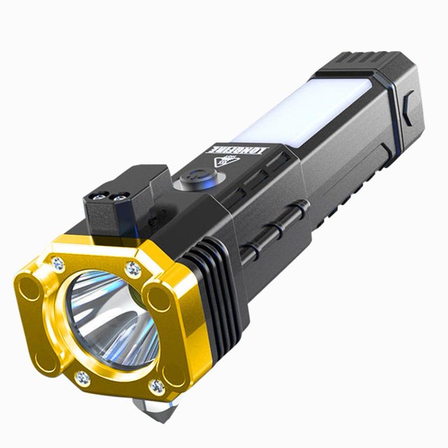 Linterna Multi Herramienta LED - Impermeable para Coche con Rompe Cristales Dorada JShteea El nuevo