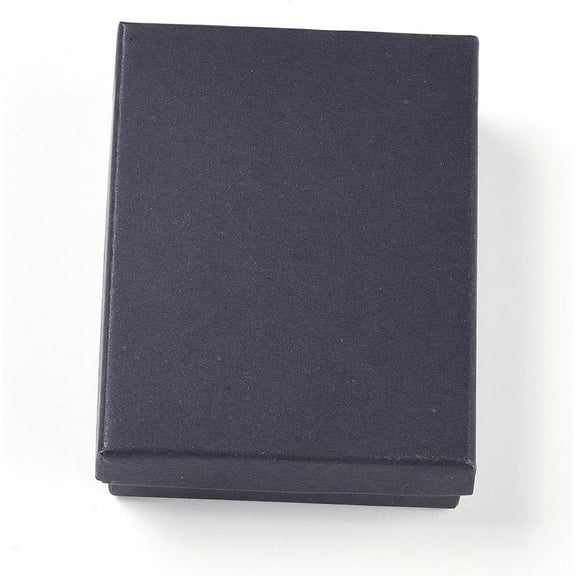 6Pcs Cardboard Jewelry Set Boxes with Sponge inside Rectangle Black 9.1x6.9x3.15cm