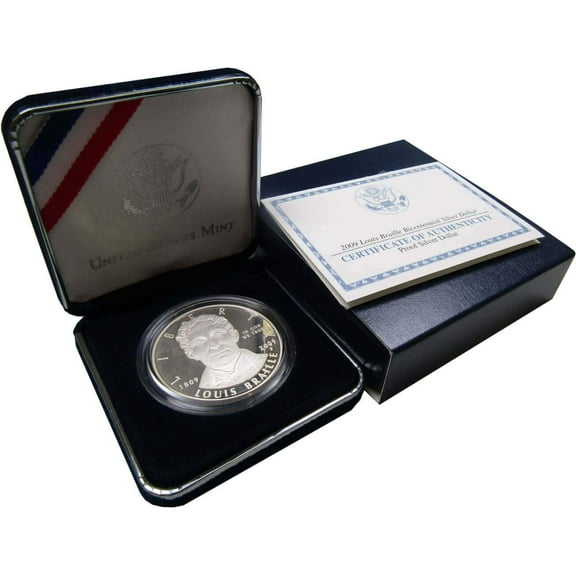 Louis Braille Commemorative Dollar 2009 P Proof Silver $1 Coin OGP COA