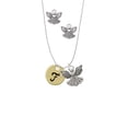 thumbnail image 2 of Delight Jewelry Goldtone Large Disc Letter - F - 3/4'' Silver tone Guardian Angel Charm Necklace and Stud Earrings, 2 of 4