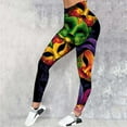 thumbnail image 2 of EHRWE Women Leggings Carnival Colorful Printing Feather Casual Tight Butt Lifting Pants Yoga Pants, 2 of 4