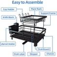 thumbnail image 3 of Dish Drying Rack with Drain Board, Trusthere Dish Rack for Kitchen Counter with Utensil Holder, Rustproof Drainboard Set with Cup Holder, Dish Drainer with 360° Swivel Drain Spout (Black,2 Tier), 3 of 6