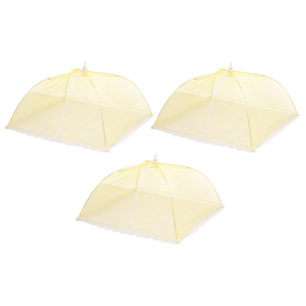 3 Piezas Grandes y Altas Cubiertas para Alimentos de Malla de 17" para Exteriores, Cubiertas Protectoras Colapsables para Alimentos, Amarillo
