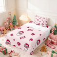 thumbnail image 3 of Manfei Santa Twin Sheets Holiday Bedding, Peach Pink 3 Pieces (1 Flat Sheet, 1 Fitted Sheet and 1 Pillowcase), 3 of 6