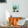 thumbnail image 4 of Soothing Blues Modern Canvas Painting of Daisy in Indian Vase for Bathroom Decor, 12x16 Inches, 4 of 7