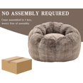 thumbnail image 3 of Bean Bag Chair for Adults and Kids, Fluffy Bean Bag with Filler, Faux Fur Pumpkin Shape, Comfy Stuffed Single Sofa Floor Chair for Living Room, Bedroom, Reading, Brownish Grey, 3 of 16