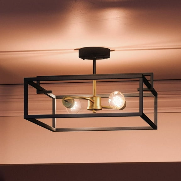 Luxury Modern Farmhouse Indoor Ceiling Light, 9.375''H x 17.25''W, with Cosmopolitan Style Elements, Modern Design, Charcoal Finish, UHP2800