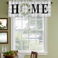 thumbnail image 3 of Rustic Home Curtain Valances for Windows, Kitchen Valance Window Treatments Panel 2 Pack, Eucalyptus Leaves Farmhouse Wreath Plaid Rod Pocket Short Curtains for Bathroom Bedroom 60 x 18 Inch, 3 of 8