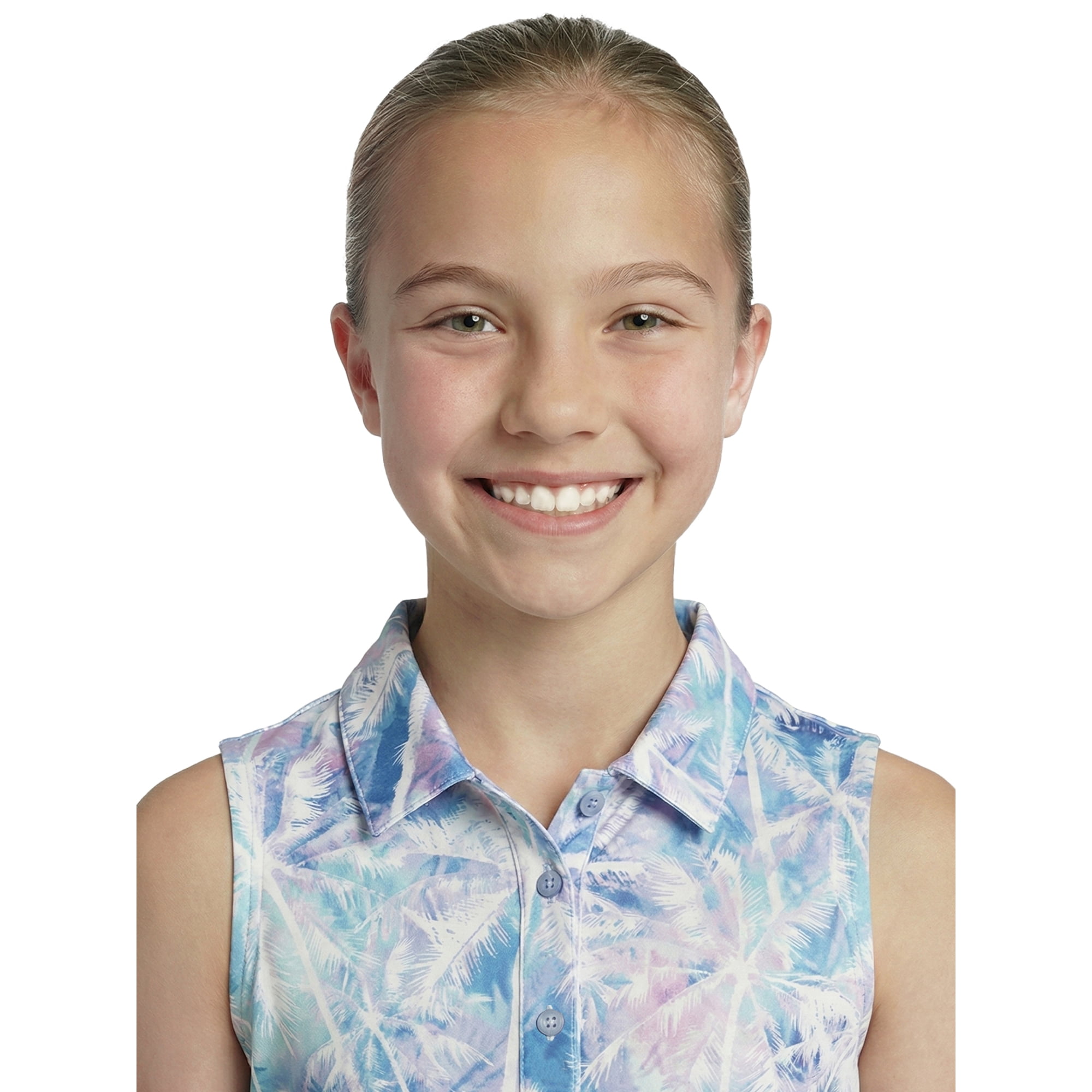 Birdie Bound Girls Tie Dye Tropical Polo Shirt, Sizes 4-16