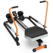 Pooboo Rowing Machine 12 Level Adjustable Resistance Hydraulic Exercise Equipment Gifts 250lb Orange