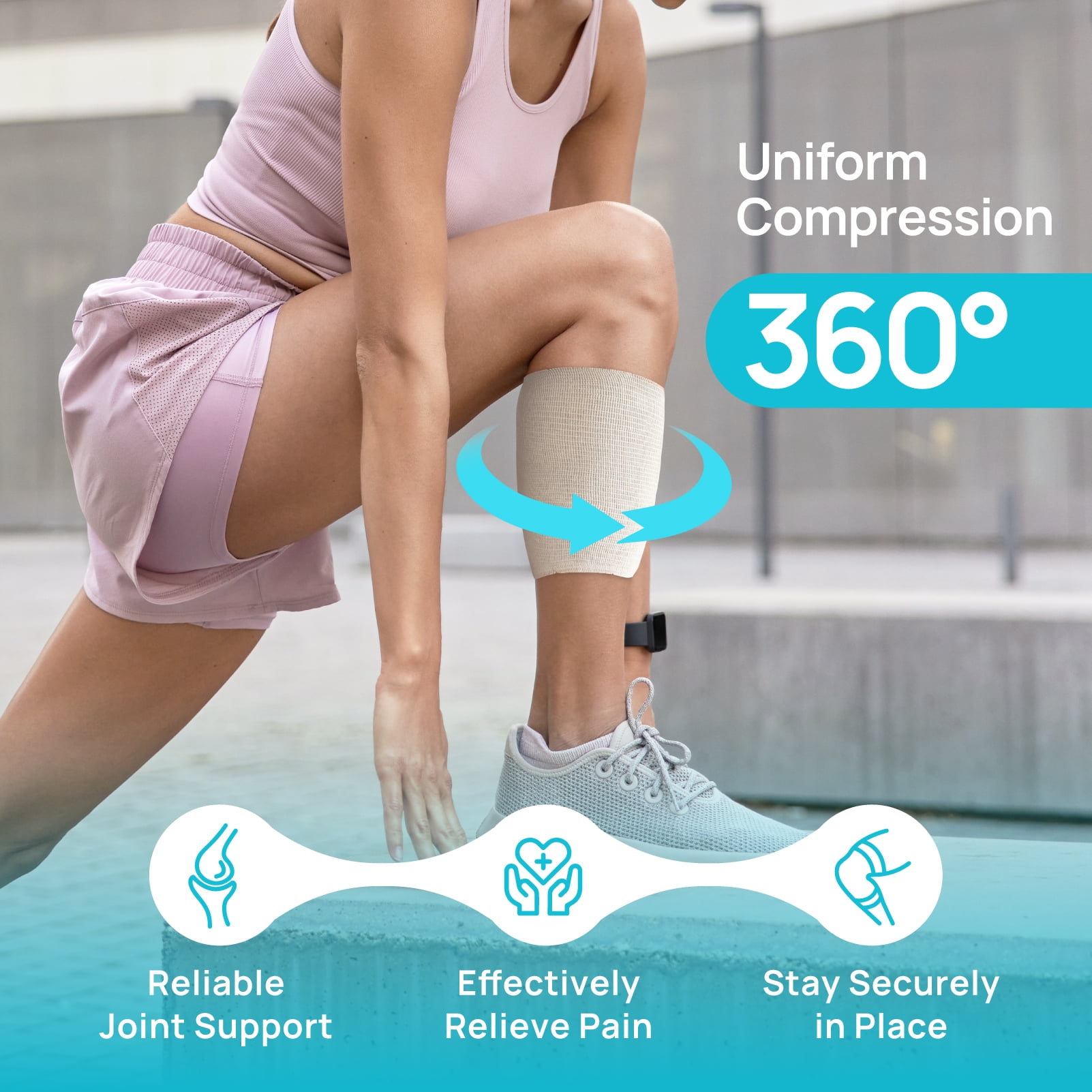 Ceeport Elasticated Tubular Support Bandage, Stockinette Tubing for Legs, Arms, Knees, Thighs, Reusable Compression Bandage Roll for Tissue Support, 4" x 11 yd (Size F)